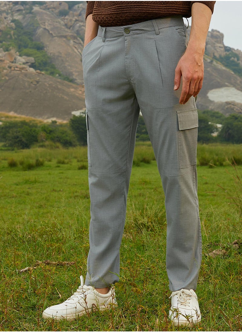 Men's Coin Grey Slim-Fit Utility Trousers