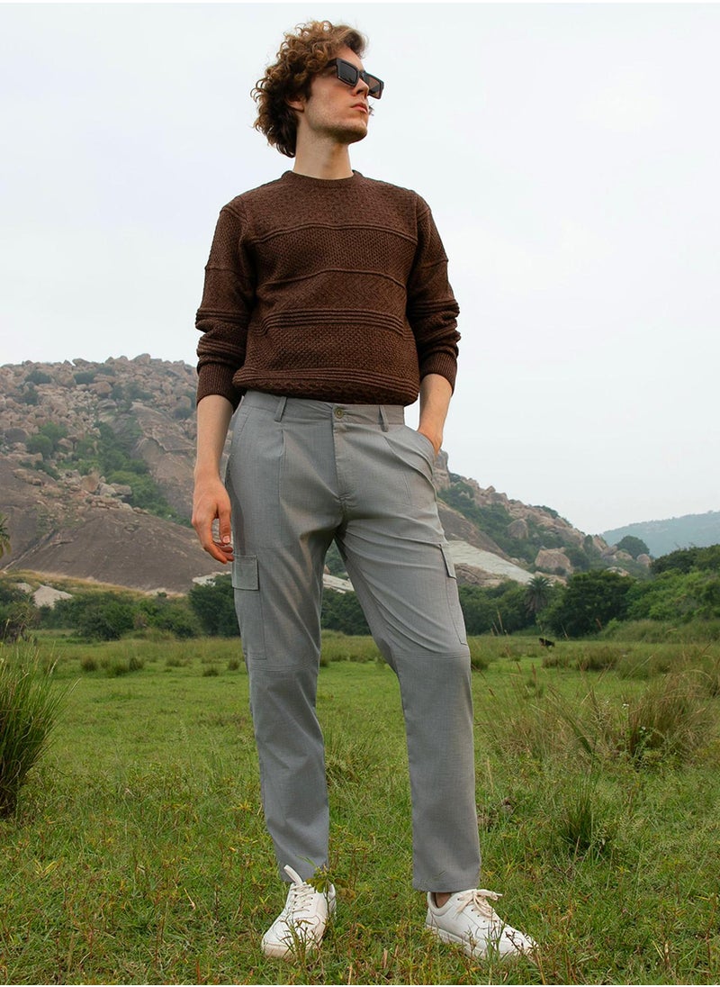 Men's Coin Grey Slim-Fit Utility Trousers