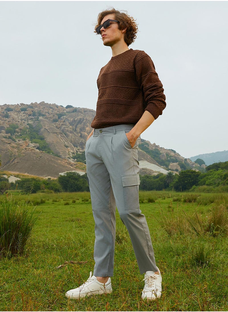 Men's Coin Grey Slim-Fit Utility Trousers
