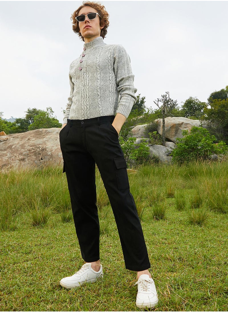 Men's Onyx Black Chino Utility Trousers