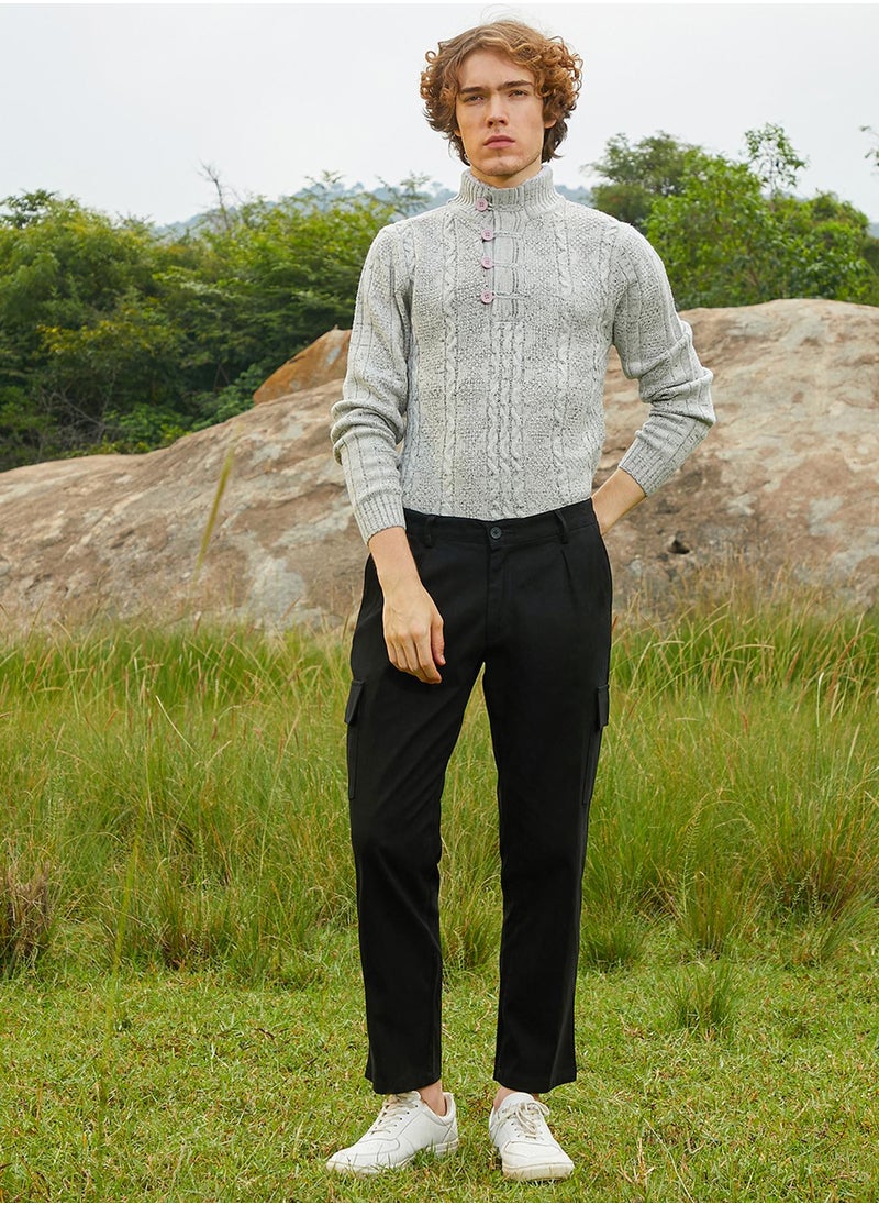 Men's Onyx Black Chino Utility Trousers