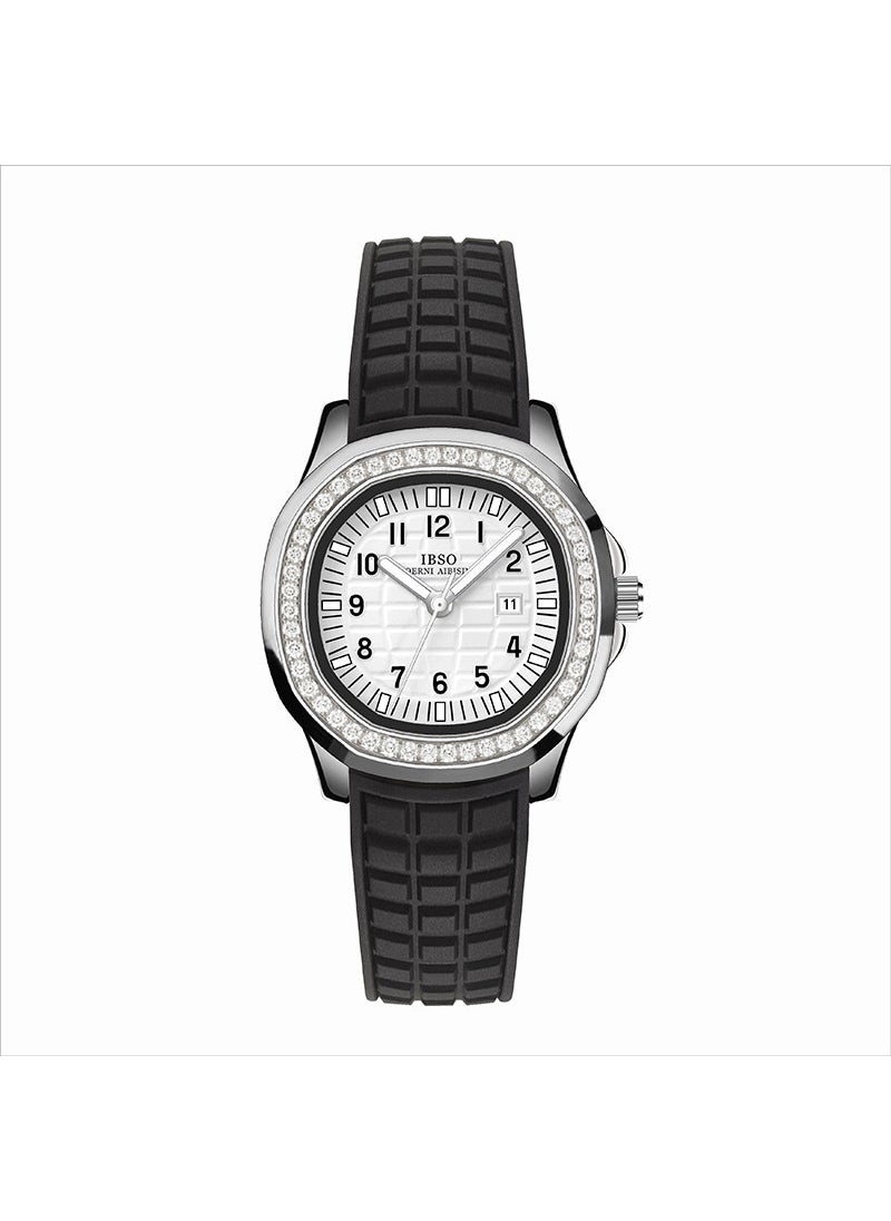 IBSO Rhinestone Square Womens Fashion Quartz Watch Black