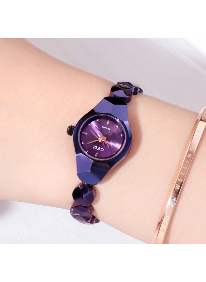 Chic Mini Quartz Wristwatch for Women Mei Jin Shell Mei Noodles