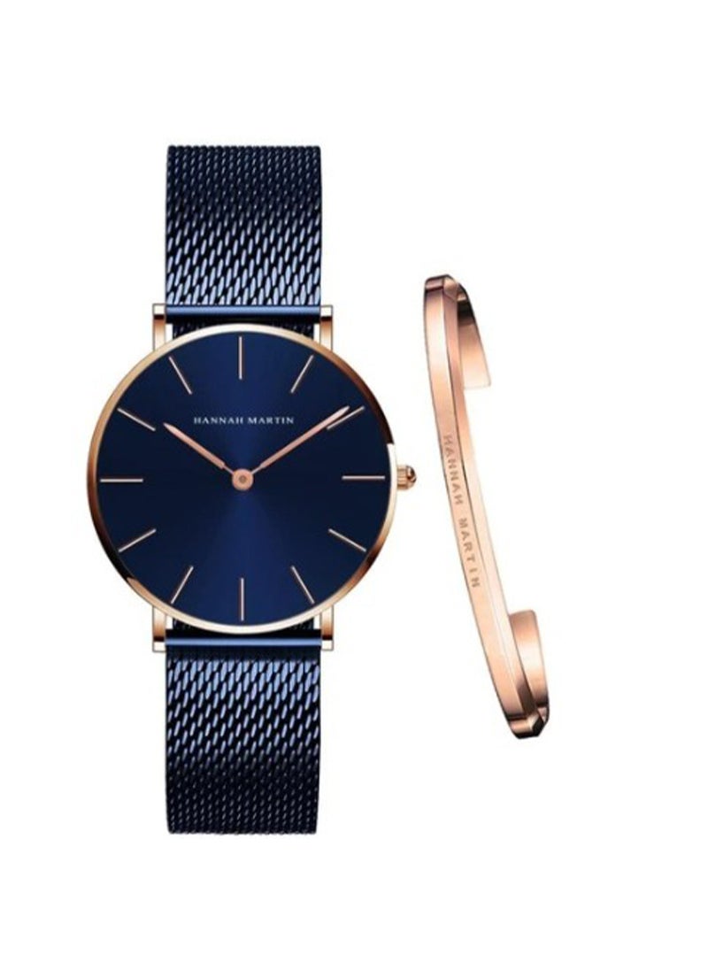 Quartz Movement Mesh Strap Watch for Women 36mm CL36WFL Rose Gold Fine Bracelet