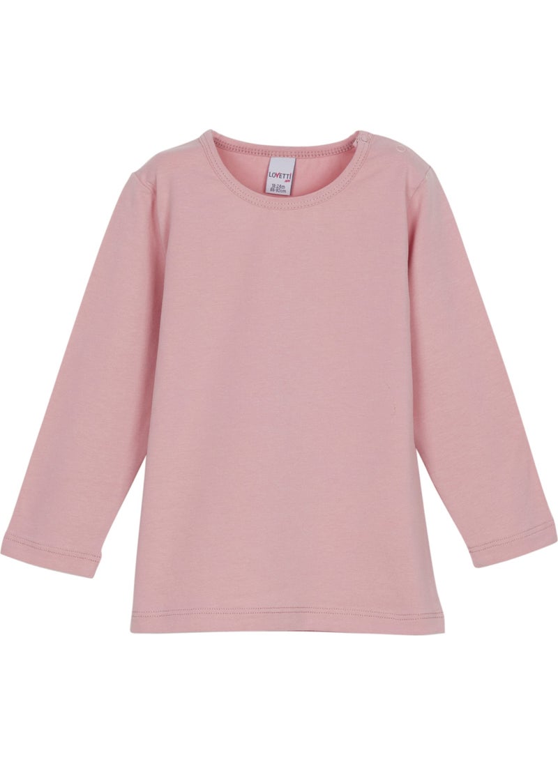 Powder Pink Basic Winter Snap-On Long Sleeve Baby T-Shirt