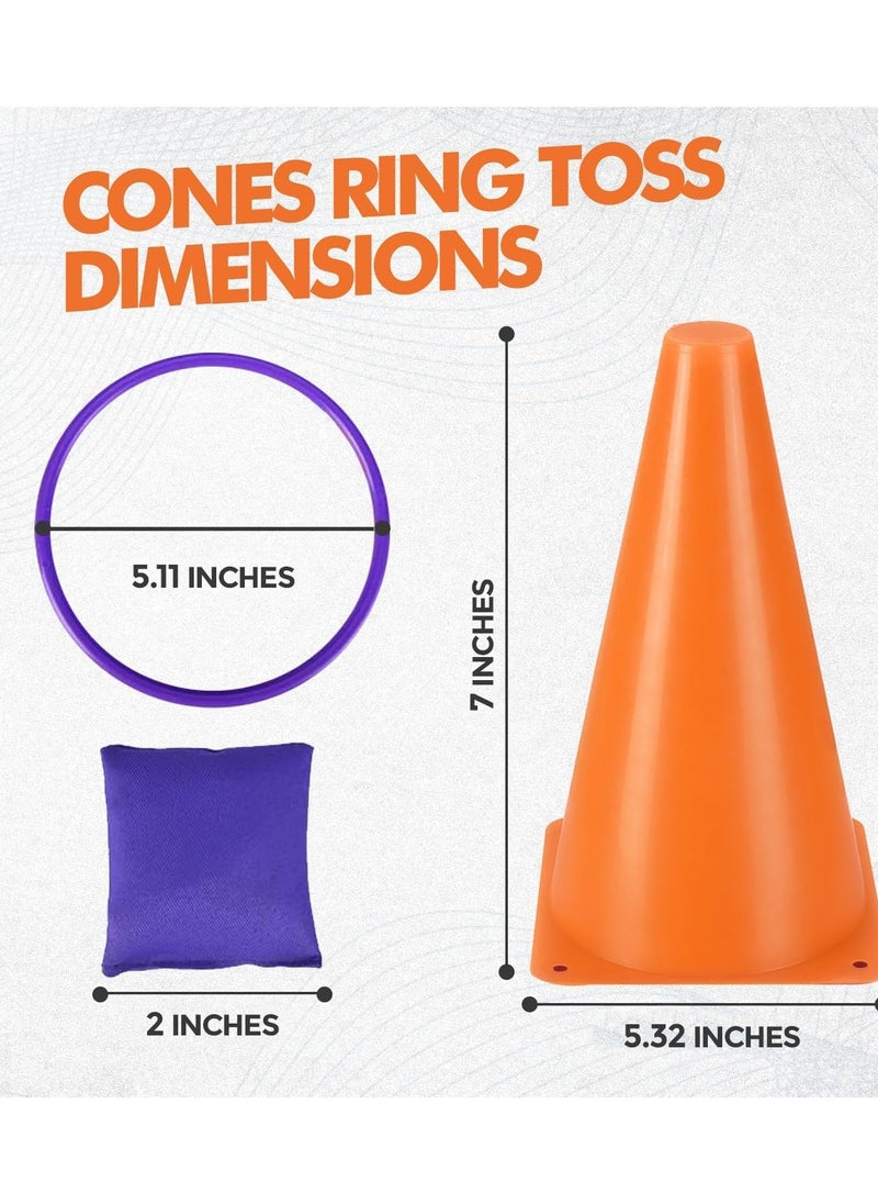 31 Pcs Plastic Cones and Rings Games Ring Toss Games for Adults, Carnival Games for Kids, Bean Bag for Kids Games Birthday Party, Yard Games, Sports  Outdoor Games for Family Party