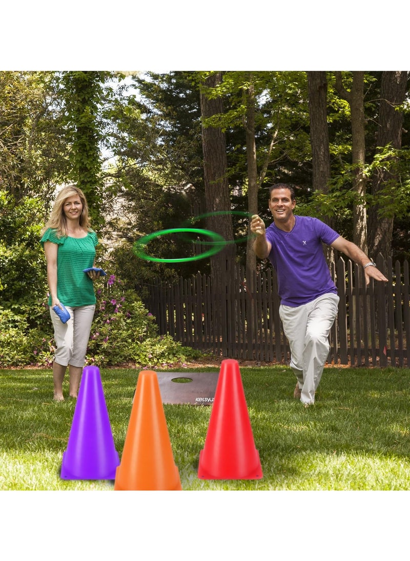 31 Pcs Plastic Cones and Rings Games Ring Toss Games for Adults, Carnival Games for Kids, Bean Bag for Kids Games Birthday Party, Yard Games, Sports  Outdoor Games for Family Party