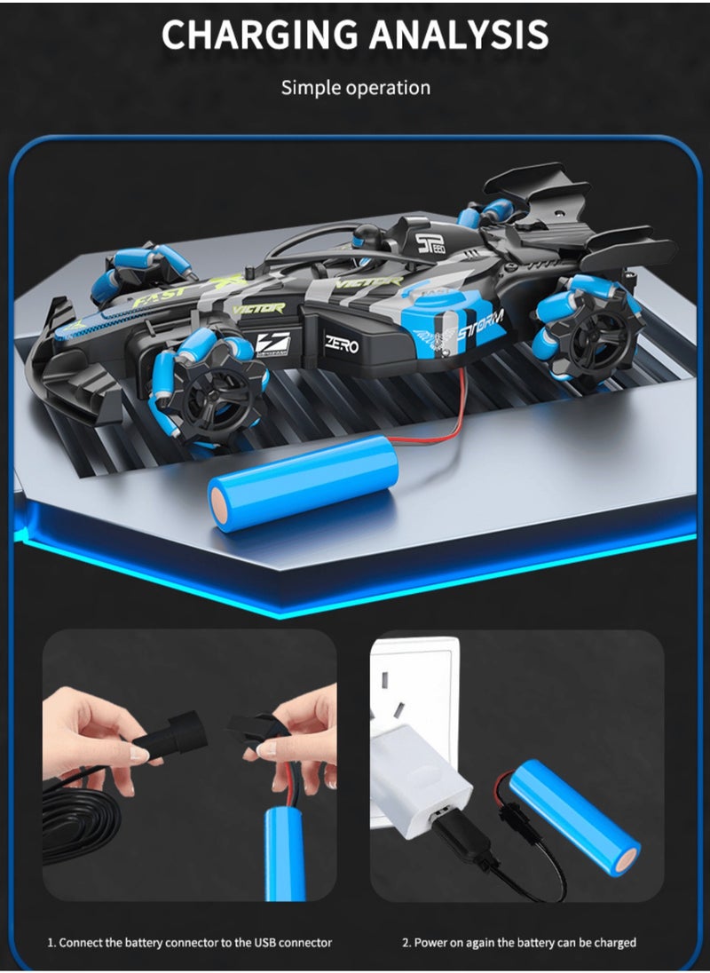 1:12 Scale RC Car Remote Control Stunt Car, Drift 4WD 360° Rotation Remote Control Car, With Lights, Music and Spray Gift for Boys and Girls Kids