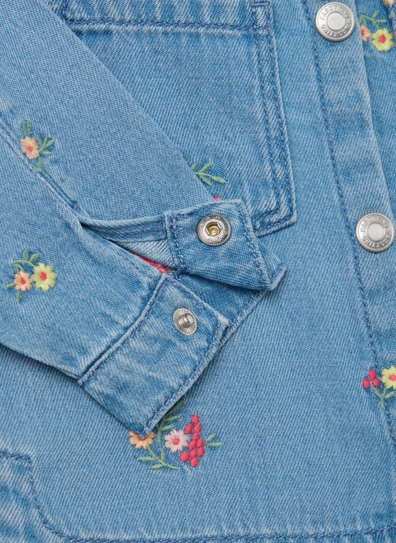 Shacket With Flowers Embroidery