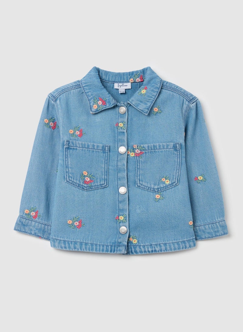 Shacket With Flowers Embroidery
