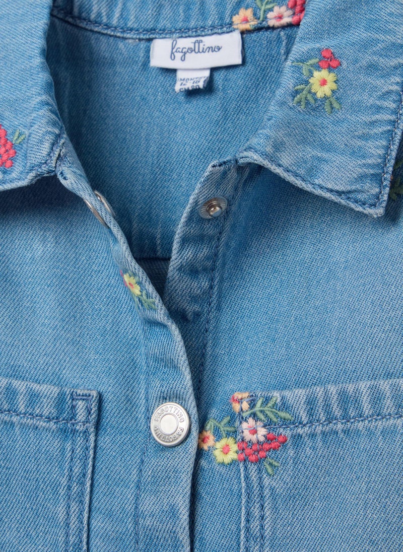 Shacket With Flowers Embroidery