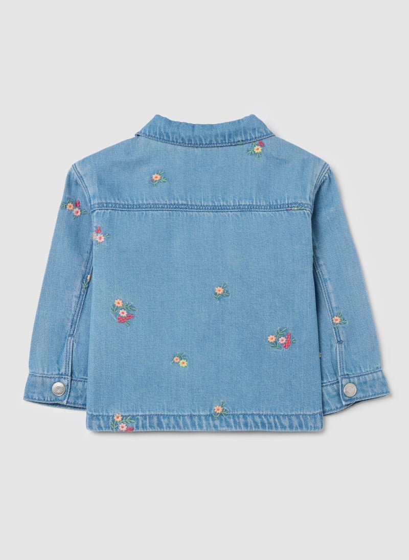 Shacket With Flowers Embroidery