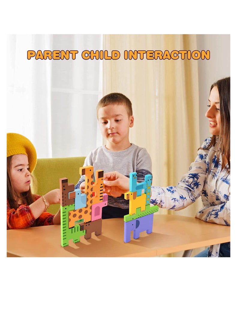 Wooden Toddler Puzzles Toys Animal Beechwood Building Blocks Montessori Educational Toys for Toddler 3 Years Shape Matching 3D Wooden Puzzle