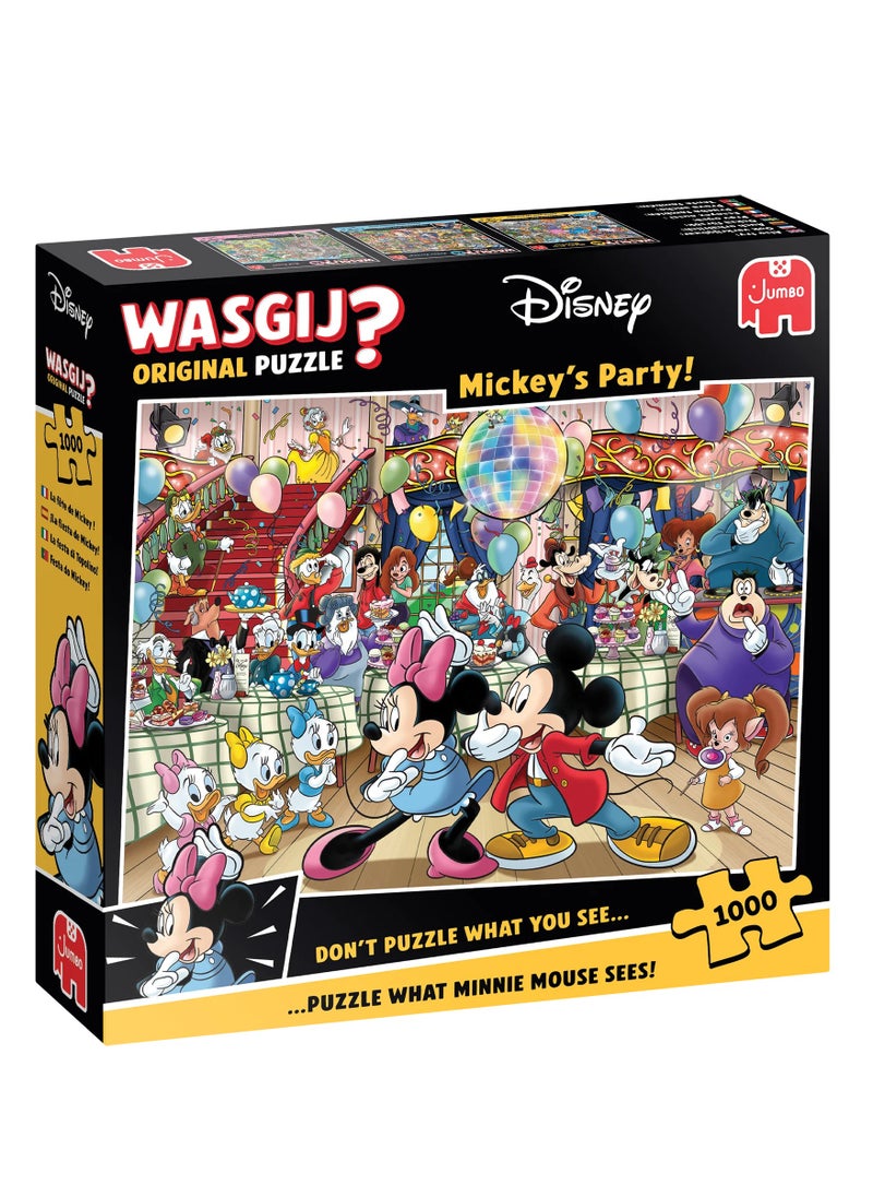 Disney Mickey's Party 1000 Piece Jigsaw Puzzle | Wasgij Original | Fun & Challenging Brain Teaser | Adults Puzzle | Sustainable 100% Recycled Cardboard | Gift Idea | 37x27 CM