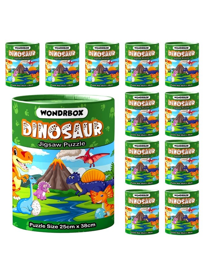 WONDRBOX Return Gifts for Kids | Set of 12 | Dinosaur Jigsaw Puzzle for Kids Age 5 & Above | Educational and Learning Toy for Boys and Girls | Birthday Gifts Puzzle (60 Pieces Each)