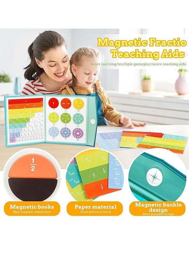 Magnetic Fraction Educational Puzzle, Magnetic Fraction Tiles And Fraction Circles, Math Fraction Manipulative Education, Magnetic Rainbow Fraction Tiles Circles (1 Set)