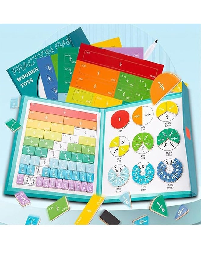 Magnetic Fraction Educational Puzzle, Magnetic Fraction Tiles And Fraction Circles, Math Fraction Manipulative Education, Magnetic Rainbow Fraction Tiles Circles (1 Set)
