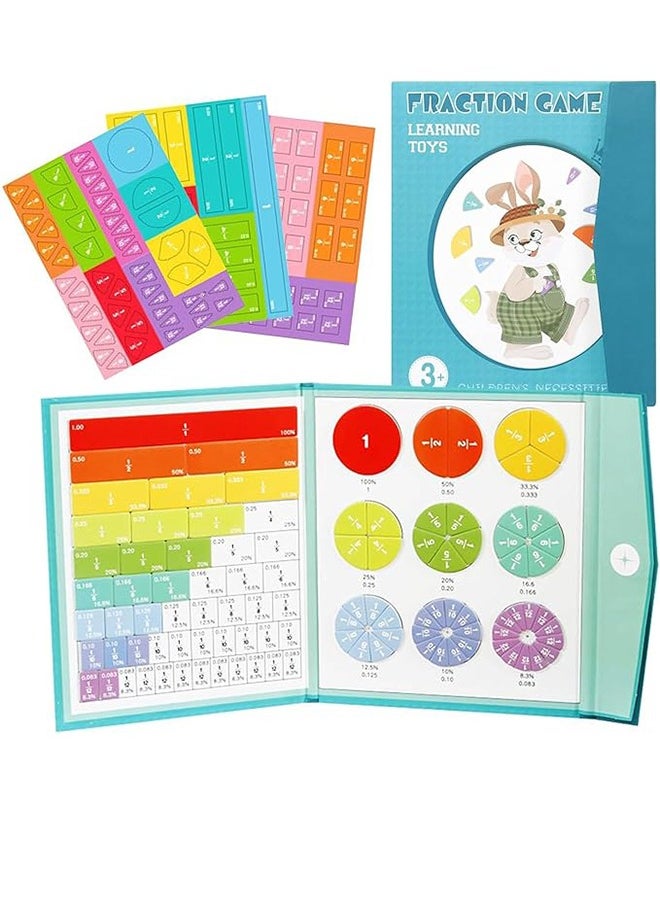 Magnetic Fraction Educational Puzzle, Magnetic Fraction Tiles And Fraction Circles, Math Fraction Manipulative Education, Magnetic Rainbow Fraction Tiles Circles (1 Set)