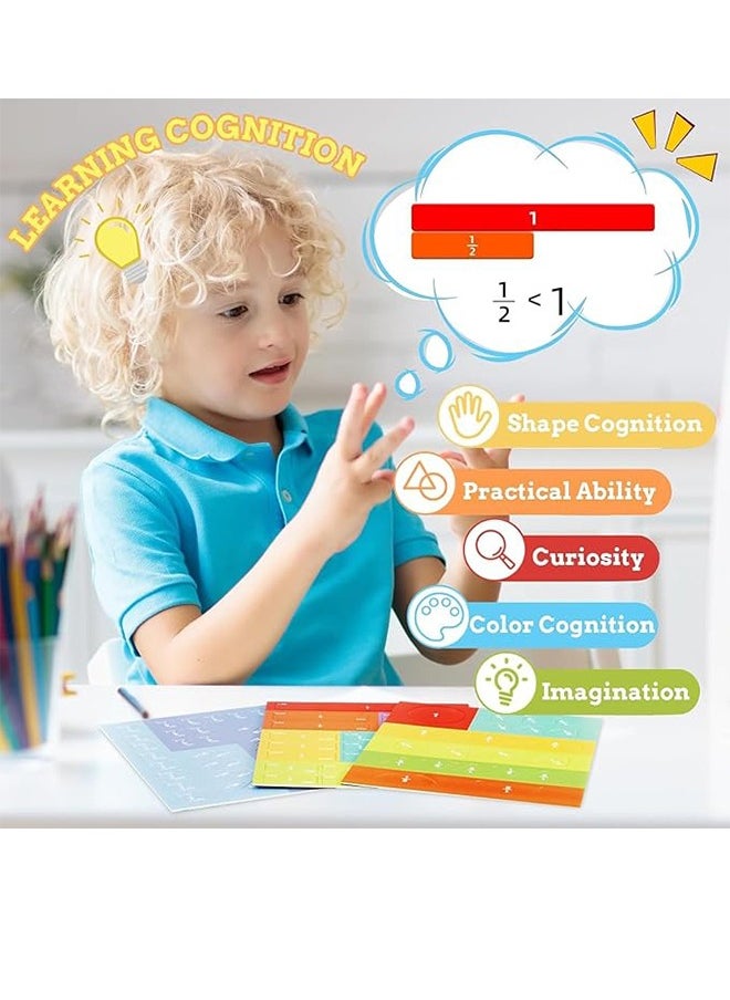 Magnetic Fraction Educational Puzzle, Magnetic Fraction Tiles And Fraction Circles, Math Fraction Manipulative Education, Magnetic Rainbow Fraction Tiles Circles (1 Set)