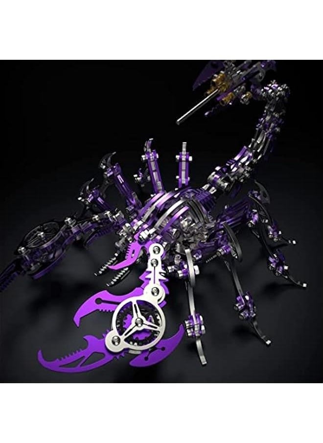 Colourful 3D Metal Puzzle Scorpion DIY Model Kit, Puzzle Jigsaw Scorpion King 3D Stainless Steel Ornaments (Purple)