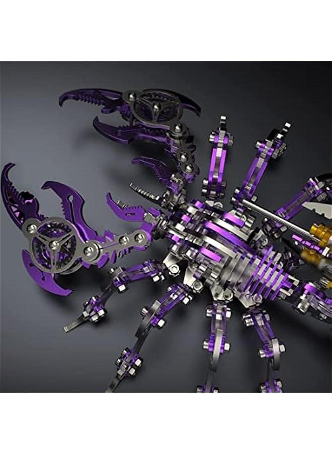 Colourful 3D Metal Puzzle Scorpion DIY Model Kit, Puzzle Jigsaw Scorpion King 3D Stainless Steel Ornaments (Purple)