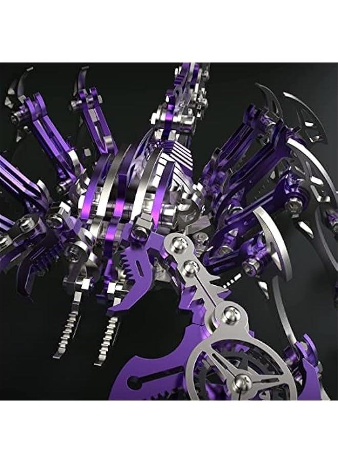 Colourful 3D Metal Puzzle Scorpion DIY Model Kit, Puzzle Jigsaw Scorpion King 3D Stainless Steel Ornaments (Purple)
