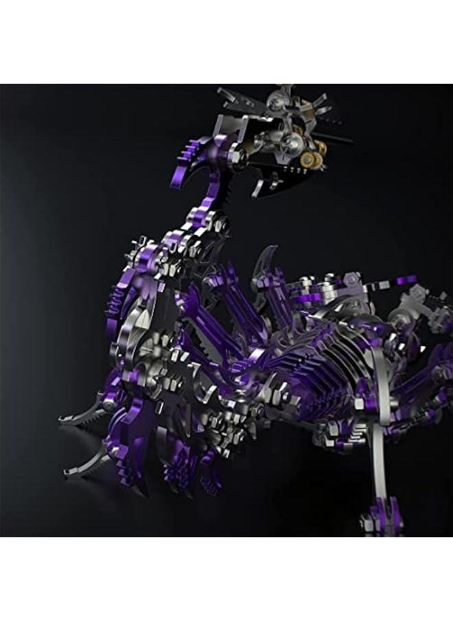 Colourful 3D Metal Puzzle Scorpion DIY Model Kit, Puzzle Jigsaw Scorpion King 3D Stainless Steel Ornaments (Purple)