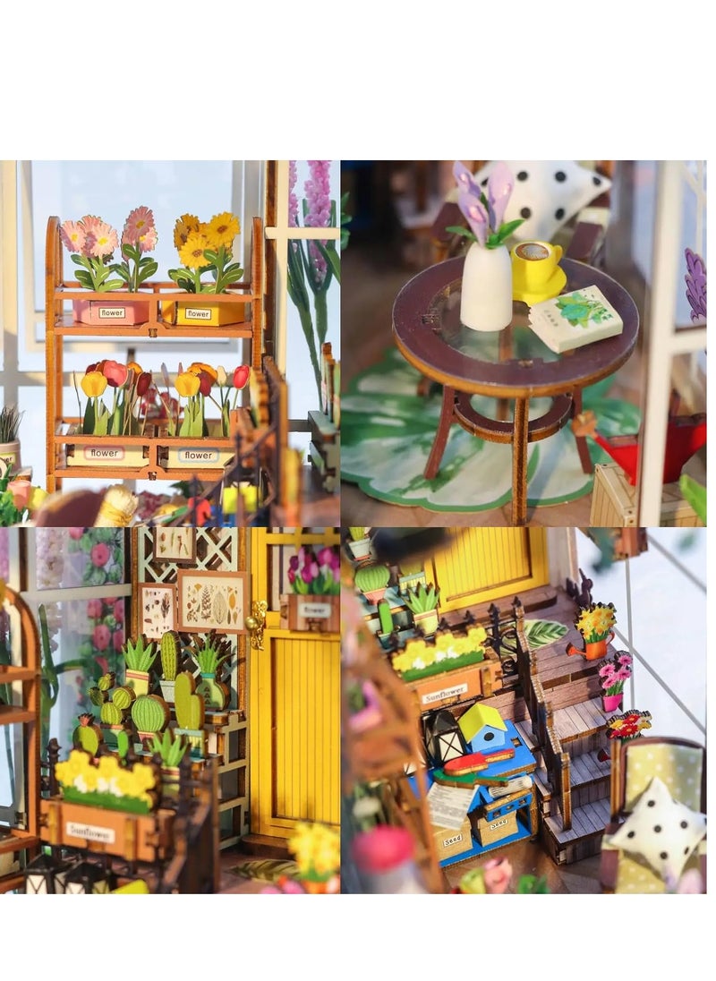 DIY Flower Room Dollhouse Kit, 3D Puzzle with Furniture and Decor, Ideal for Home Bedroom, Creative Craft Gift for New Year