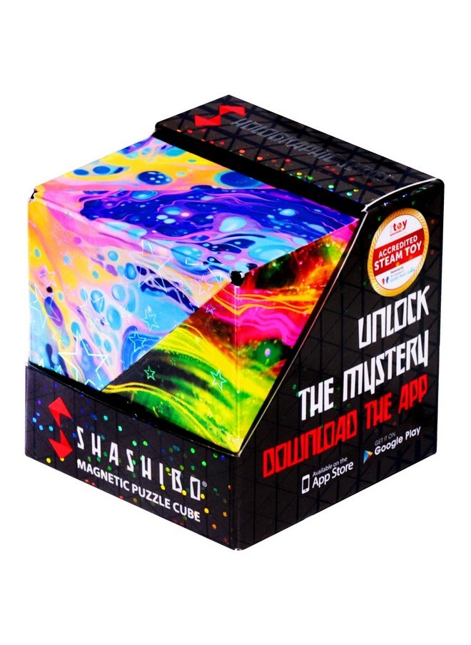 Shape Shifting Box - Award-Winning, Patented Fidget Cube W/ 36 Rare Earth Magnets - Transforms Into Over 70 Shapes, Download Fun In Motion Toys Mobile App (Holographic - Cosmos)