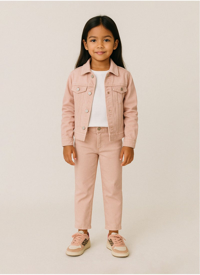 Kids Girls Twill Mom Fit Trousers
