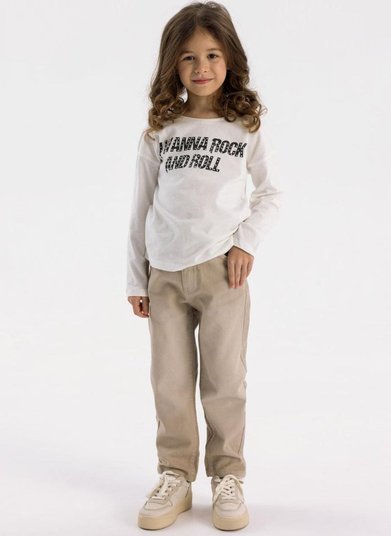 Kids Girls Twill Mom Fit Trousers