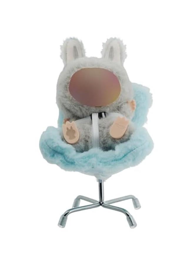 Car Seat for Labubu Doll, Accessories for Labubus, Car Ornaments for Labubu Fans and Doll Collectors with Soft Furry Cushion, Car Air Vent Clip and Desktop Stand (No Doll) (Blue)