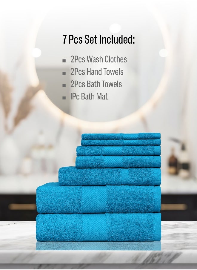 Cotton Berg 7 Piece Towel Set 550 GSM Quick Dry Highly Absorbent Thick Soft Hotel Quality
