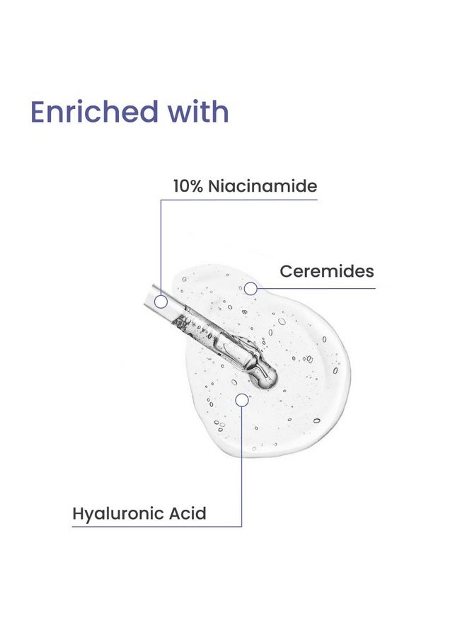 10% Niacinamide Face Serum With Hyaluronic Acid | For Acne Prone, Oily & Sensitive Skin | Evens Out Skin Tone, Improves Texture, Plumps & Hydrates Skin | Men & Women - 30Ml