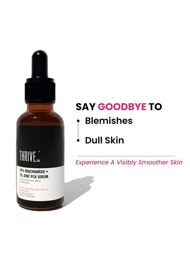 10% Niacinamide Face Serum + 1% Zinc Pca For Clear Glowing Skin | Reduction Of Acne | Men & Women, 30Ml
