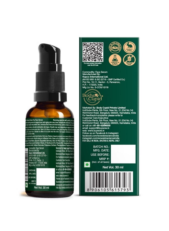 WOW Skin Science Green Tea Face Serum | Aloe Vera Extract with Pro Vitamin B5 & Vitamin E | Anti Aging, Skin Repair | Blemishes, Fine Lines, Smooth Skin | No Parabens | 30 ml