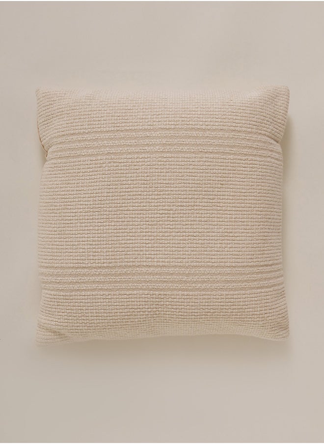 Shaggy woven cotton cushion with stone design in white 45*45cm