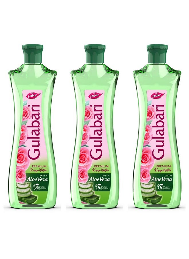 Gulabari Premium Rose Water With Aloe Vera - 1200 Ml (400Ml X 3) | Upto 8 Hr Skin Hydration | Cleanses, Tones And Moisturises Skin | For All Skin Types