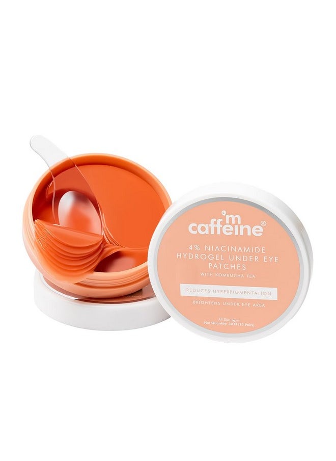 Cooling Under Eye Serum Patch For Brightness | Reduces Pigmentation With 4% Niacinamide & Kombucha Tea | Under Eye Patch Mask | Instantly Hydrates, Cools & De-Puffs - 15 Pairs