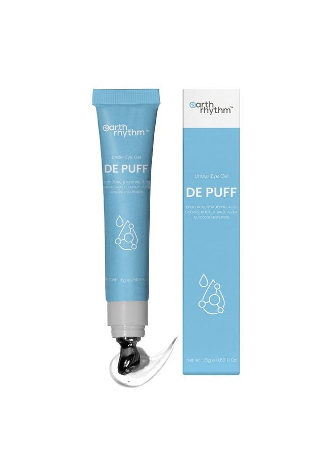 Under Eye Gel With Cooling Massage Roller For Dark Circles, Puffy Eyes And Finelines | Enriched With Kojic Acid, Hyaluronic Acid | For Men & Women - 15 Gm