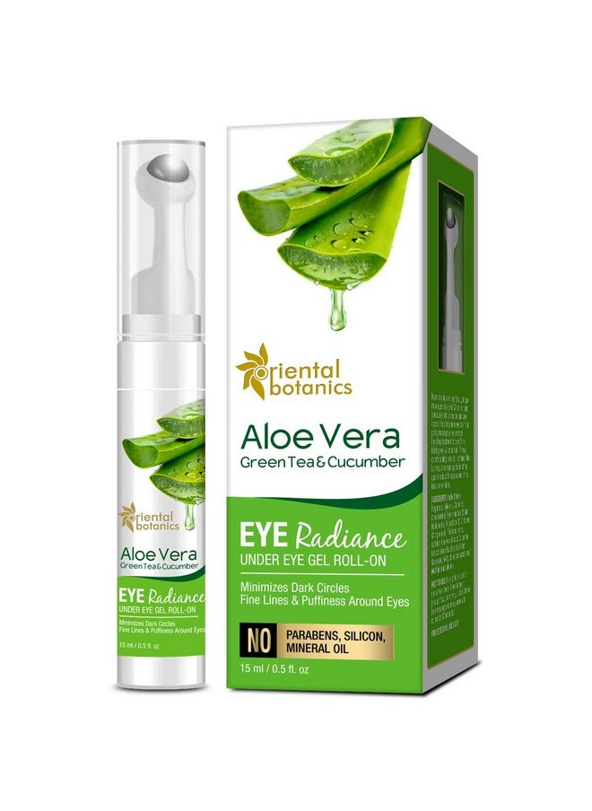 Aloe Vera, Green Tea & Cucumber Eye Radiance Under Eye Gel Roll On, 15Ml | With Aloe Vera, Green Tea & Cucumber | Reduces Under Eye Puffiness | No Parabens & Sulphates | Cruelty Free