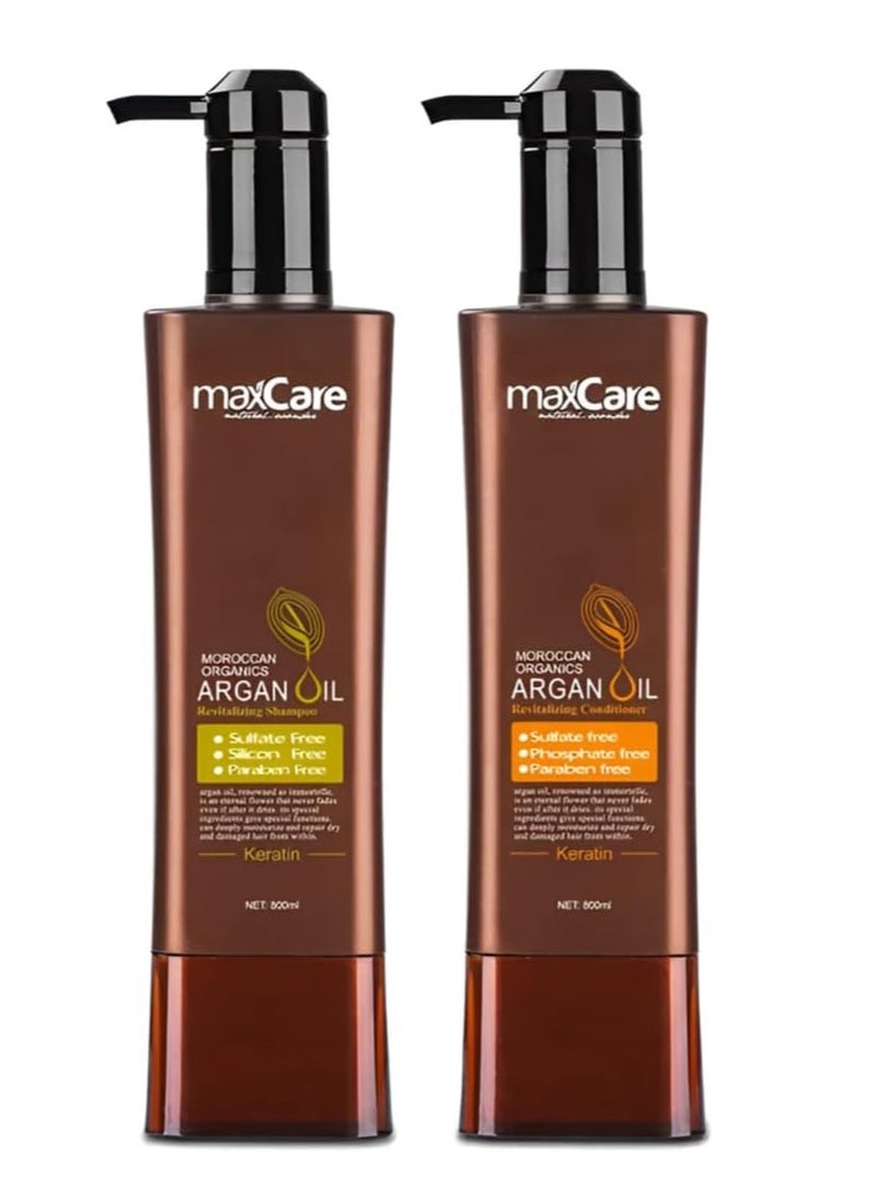 Maxcare Moroccan Argan Oil Hair Care Duo 800ml – Moisturizing Shampoo & Conditioner