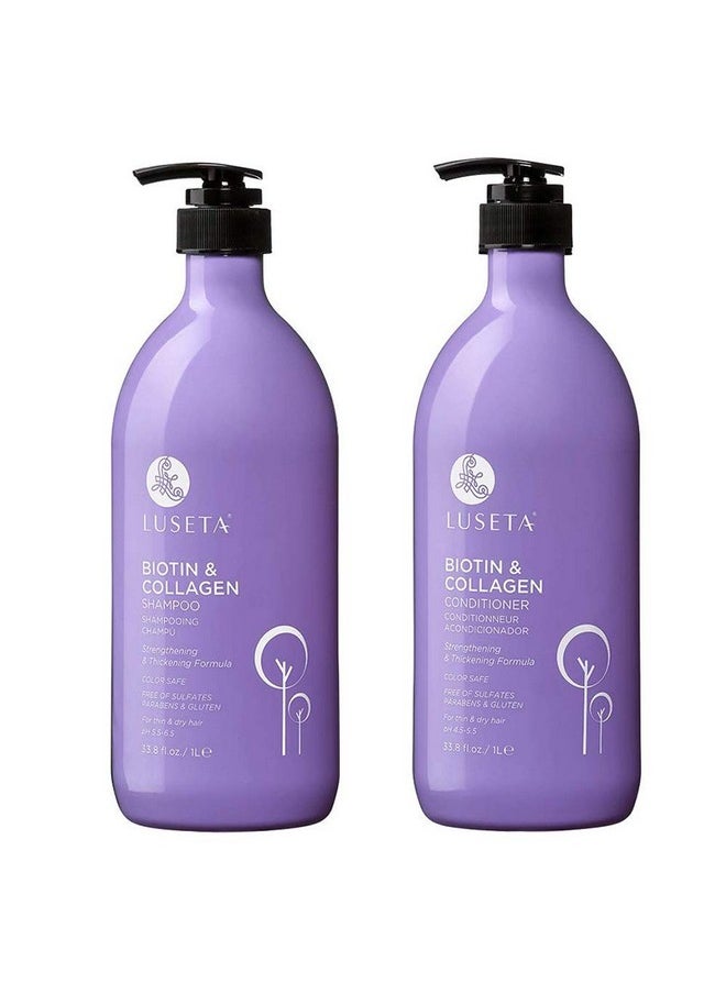 Biotin & Collagen Shampoo Conditioner Set,Thicking Shampoo for Hair Loss & Fast Hair Growth, Sulfate & Paraben Free, Keratin & Color Safe, 2x33.08oz