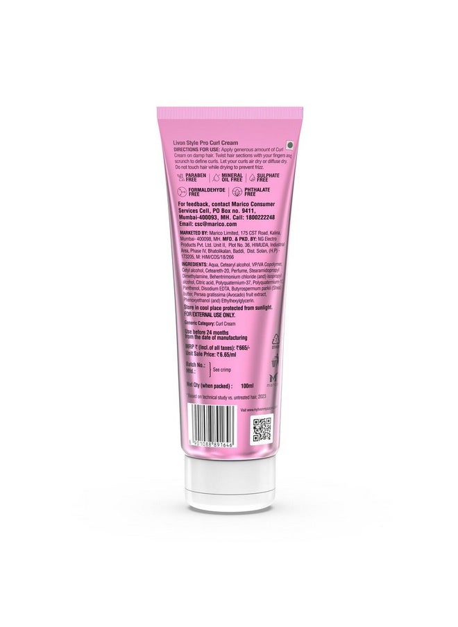 Style Pro Curl Cream For Curly, Coily & Wavy Hair | | Curl Defining Cream For Intense Hydration & Nourishment | Leave In Cream With Shea Butter & Avocado | 100Ml