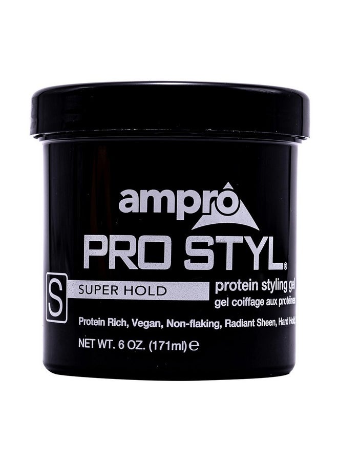 AmPro Pro Styl Styling Gel - Protects and Strengthens Your Strands - Non-Flaking, Alcohol Free, Vegan Formula - Flexible, Touchable Hold for All Hair Textures - Super Hold - 6 oz
