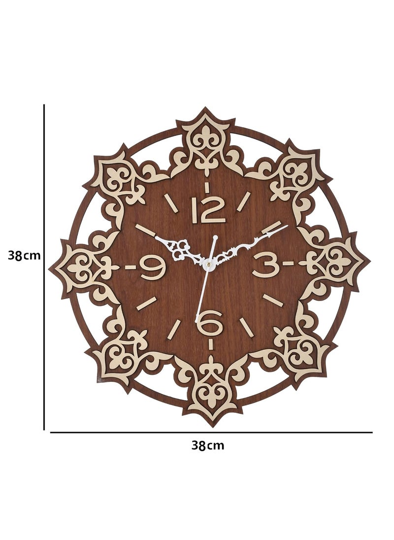 Nozvera Wooden Wall Clock for Home Decor Vintage Wall Clock for Home Antique Wooden Big Size Wall Clock for Home Living Room Bedroom Office and Hall 15 Inch X 15 Inch WDBG