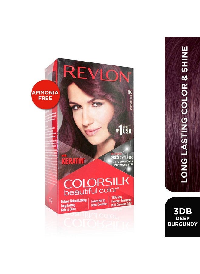 Colorsilk Beautiful Color, Permanent Hair Color With Keratin, 40Ml + 40Ml + 11.8Ml - Deep Burgundy 3Db (Pack Of 1)