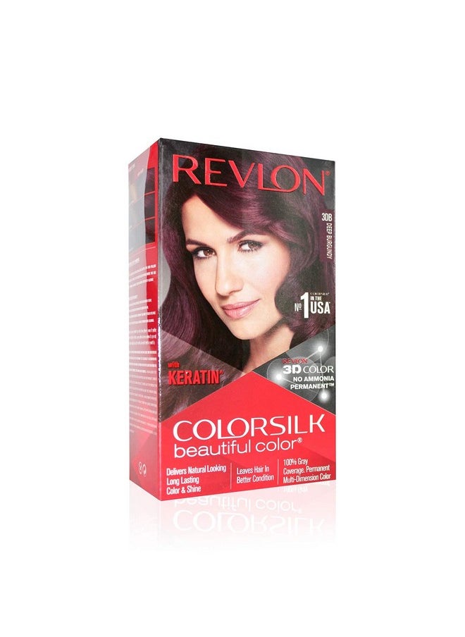 Colorsilk Beautiful Color, Permanent Hair Color With Keratin, 40Ml + 40Ml + 11.8Ml - Deep Burgundy 3Db (Pack Of 1)