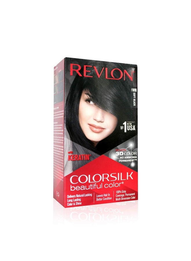Colorsilk Permanent Hair Color For Women Soft Black | Keratin Enriched | Natural Looking Long Lasting Color With 3D Color Gel Technology | 100% Grey Coverage In 5 Minutes | Ammonia Free