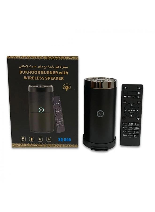 Electric Incense Burner with Speaker, Quran Reader and Bluetooth Speaker Black